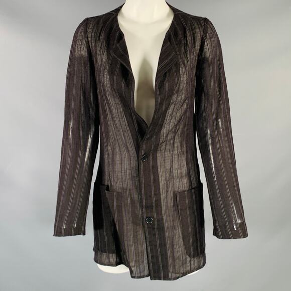 YOHJI YAMAMOTO Size S Black Cotton Notch Lapel Coat - Picture 2 of 13